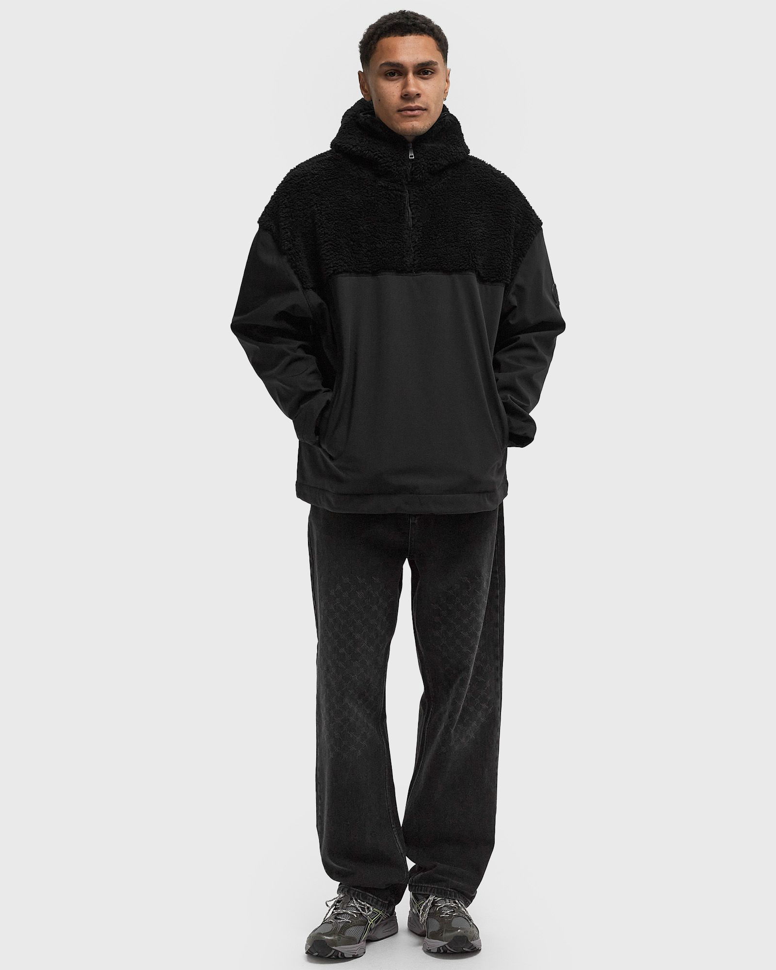 Half-Fleece Hoodie with Zippered Neck