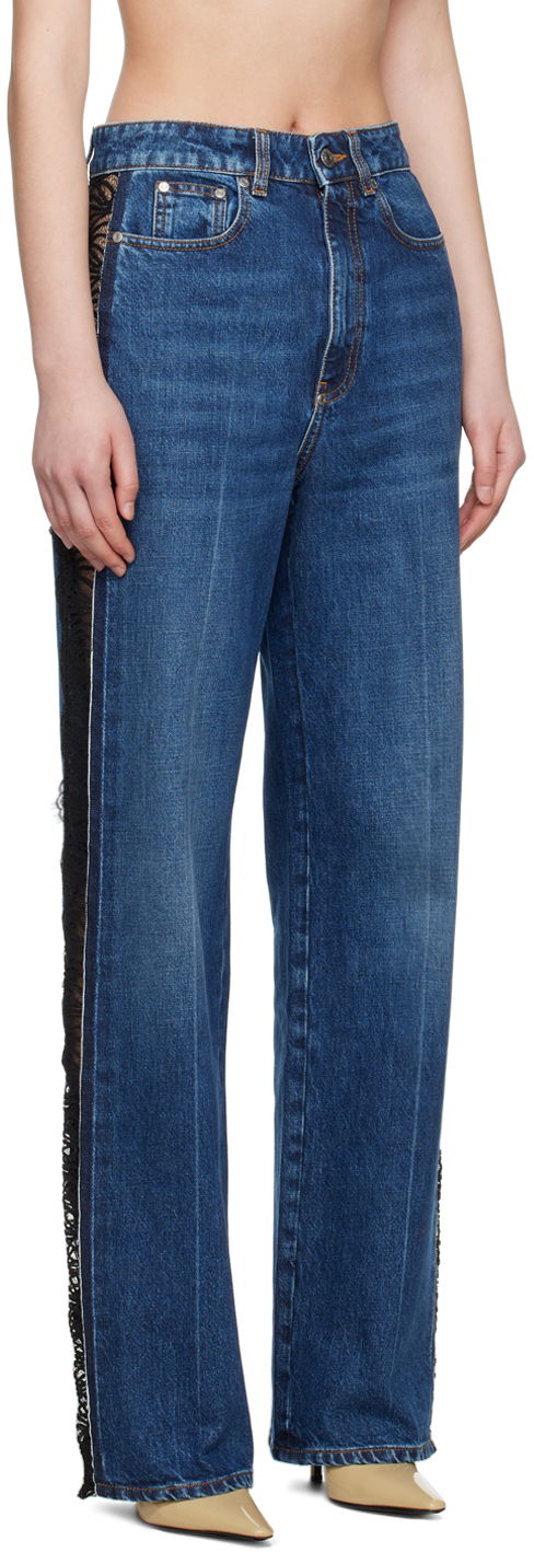 Stella McCartney Lace High-Rise Straight Leg Jeans