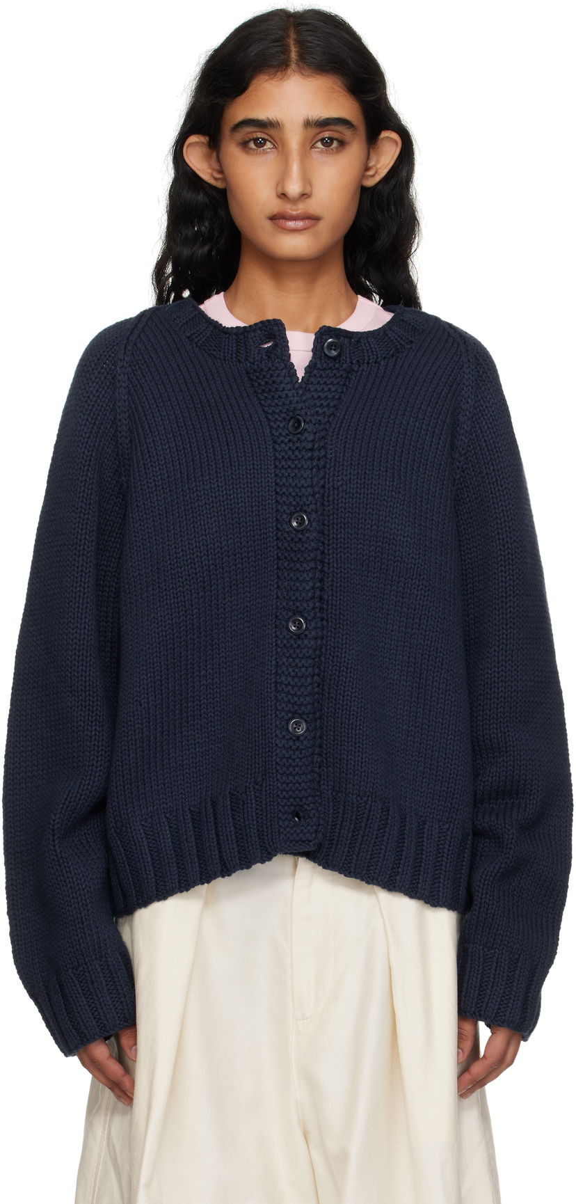 Sveter YMC YMC Atomic Cardigan Navy | Q8YMF