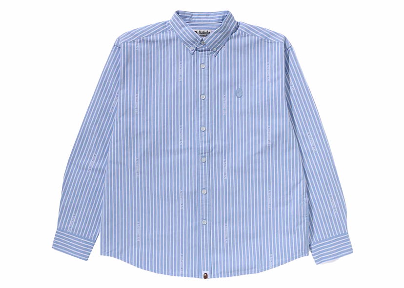 Košeľa BAPE BAPE Ape Head One Point Logo Stripes Shirt Sax Modrá | 1K30-131-307