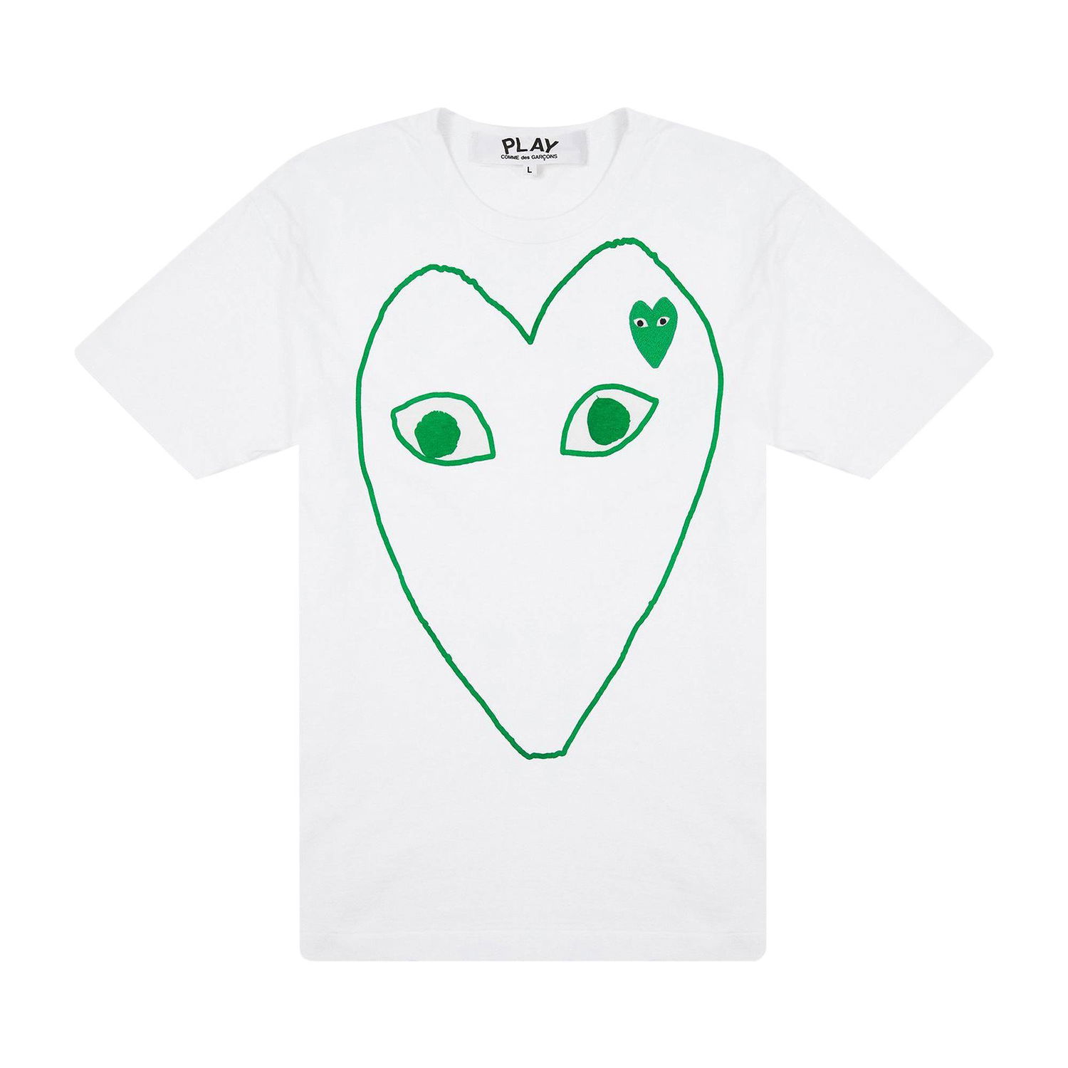 Tričko Comme des Garçons PLAY Green Emblem Outline T-Shirt Biela | az t104 051 1, 1