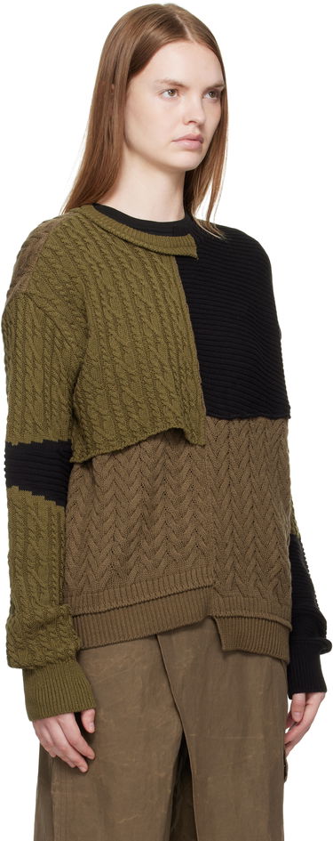 Sveter Andersson Bell Andersson Bell Patchwork Asymmetric Crewneck Sweater Hnedá | atb1330m, 4
