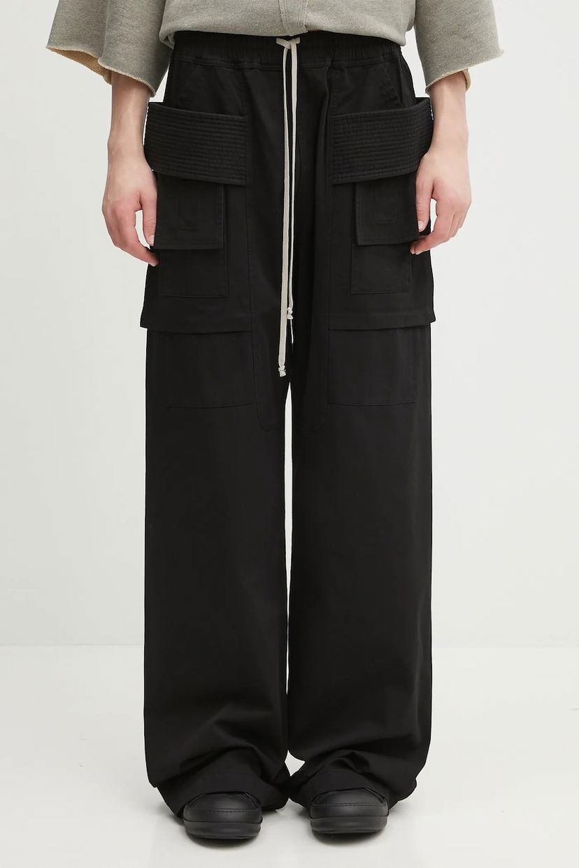 Cargo nohavice Rick Owens Rick Owens DRKSHDW Creatch Wide Cargo Drawstring Cotton Pants Čierna | DU02E7394.TW