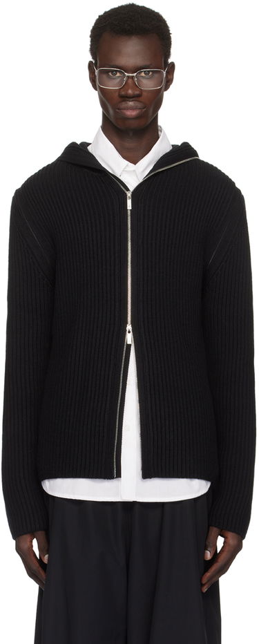 Sveter Helmut Lang Helmut Lang Rib Knit Zip Hoodie Čierna | O07HM799, 0