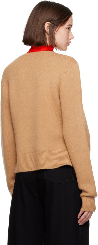 Sveter TOTEME TOTEME Cropped Crew-Neck Knit Sweater Hnedá | 244-WRT0404-YA0126, 2