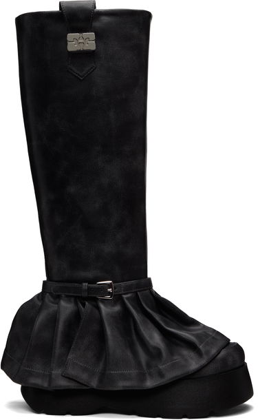 Tenisky a topánky GANNI Kat Tall Platform Pleated Boots Čierna | S3246, 0