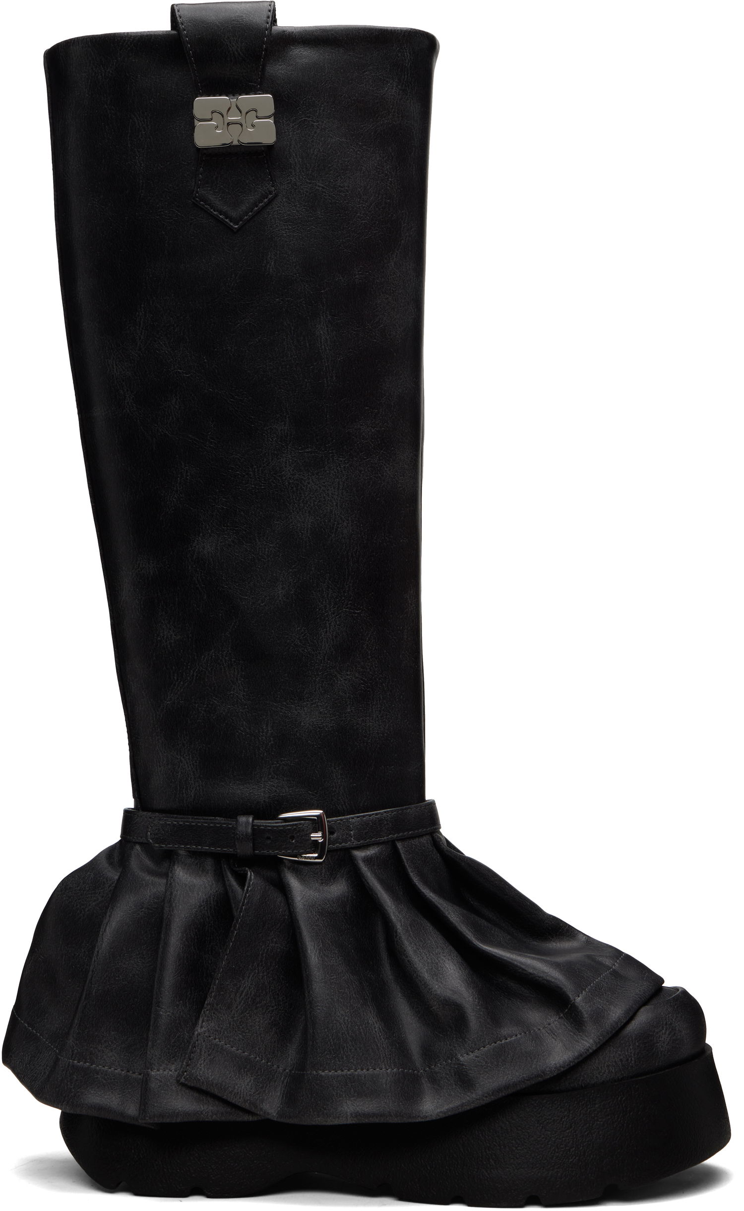 Tenisky a topánky GANNI Kat Tall Platform Pleated Boots Čierna | S3246, 0