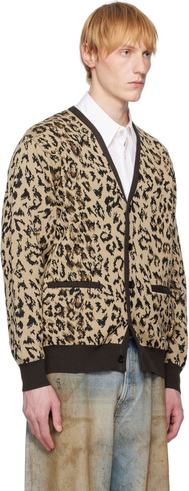 Sveter WACKO MARIA WACKO MARIA Leopard Jacquard Knit Cardigan Béžová | 25SS-WMK-KN14, 1