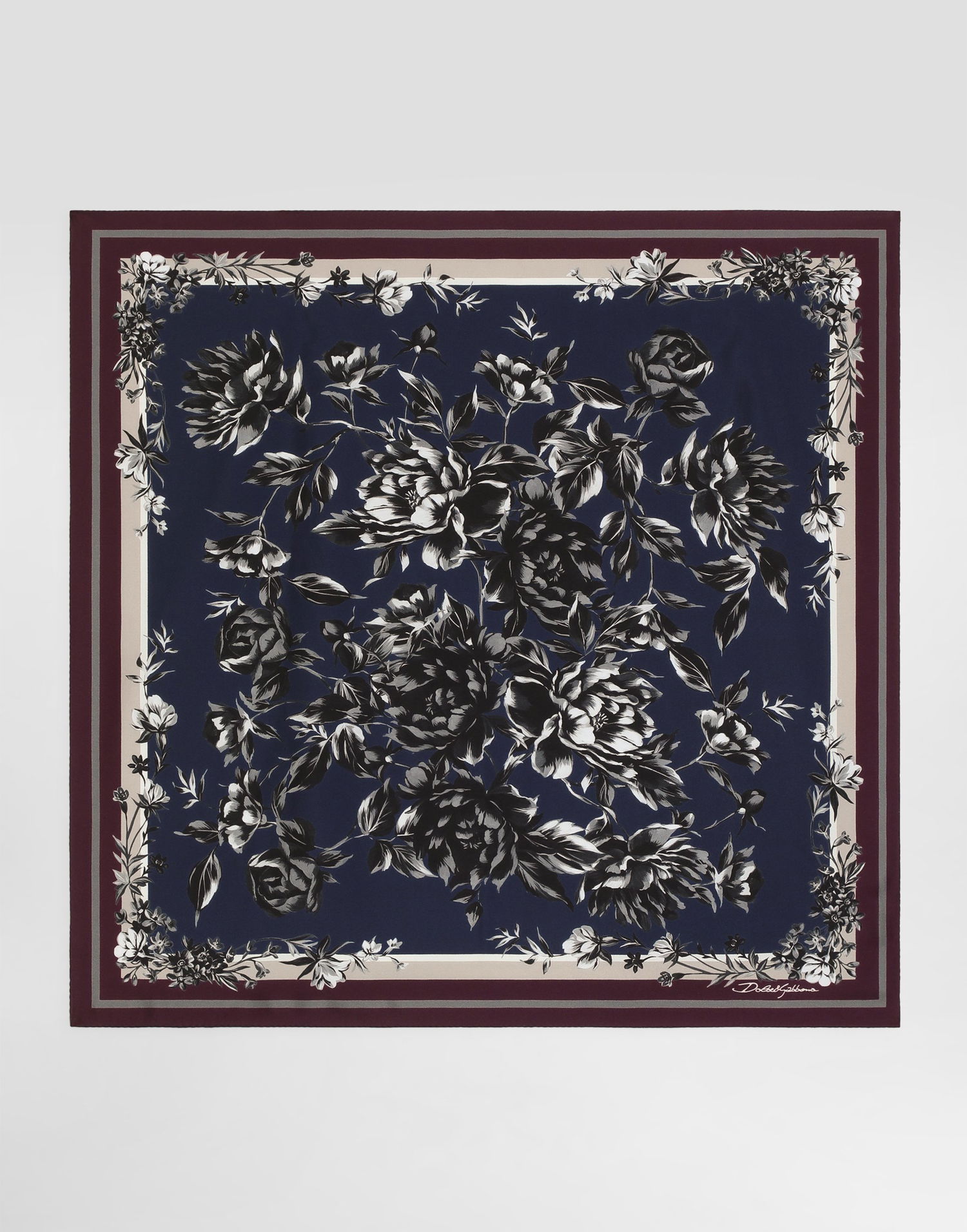 Šál Dolce & Gabbana Peony-print Silk Scarf 70x70 Rôznofarebný | GQ348EG0TJBHB5SU, 0