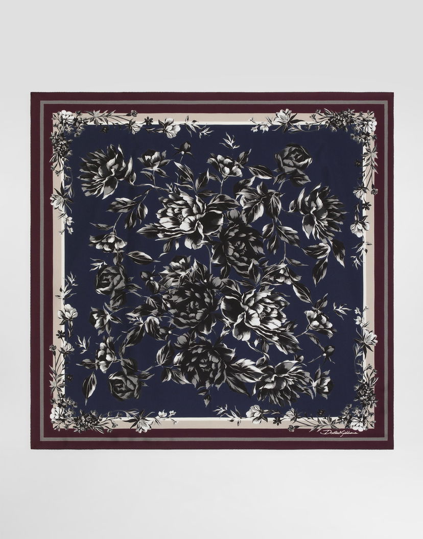 Šál Dolce & Gabbana Peony-print Silk Scarf 70x70 Rôznofarebný | GQ348EG0TJBHB5SU