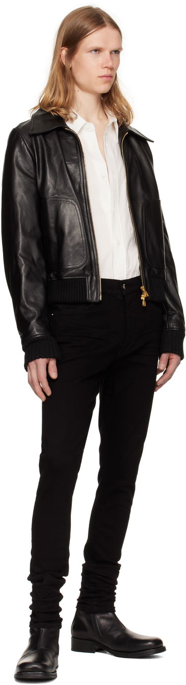 Bomber bunda AMIRI AMIRI Zip Leather Jacket Čierna | AMLTJT1028, 3