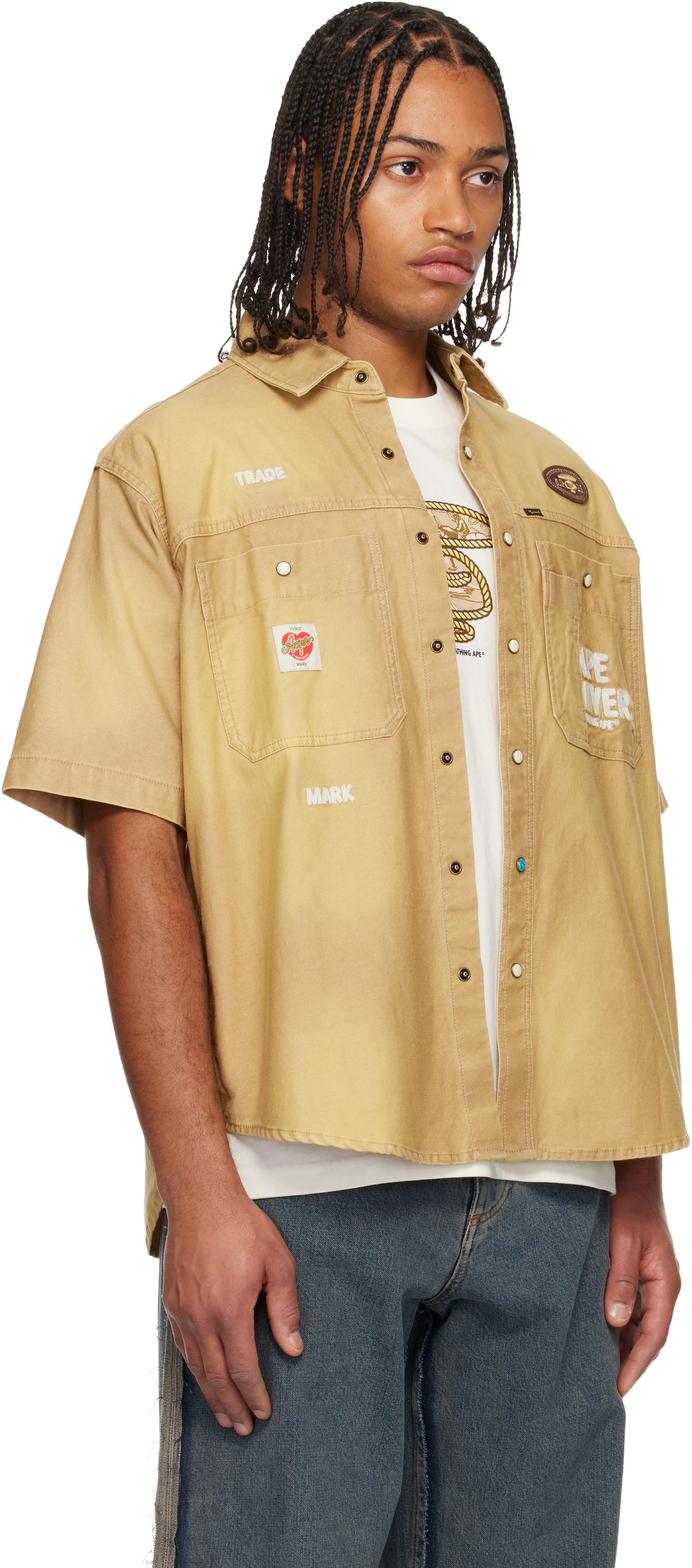 Košeľa AAPE by A Bathing Ape AAPE by A Bathing Ape Short Sleeve Shirt Béžová | AAPSRM8523XXNBGL, 1