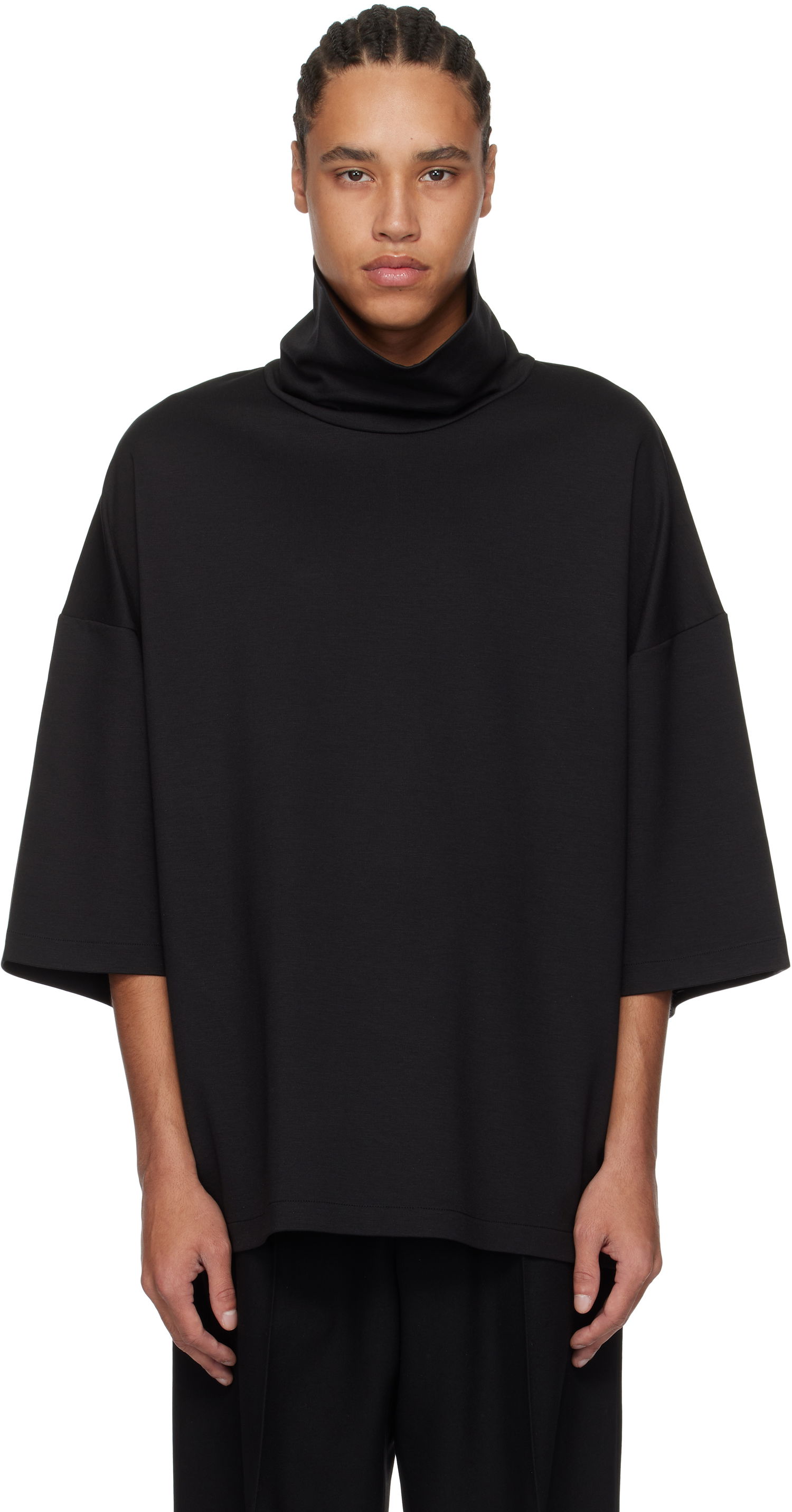 Sveter Fear of God Fear of God High Neck Short Sleeve Sweatshirt Čierna | FGE250-519VIS, 0