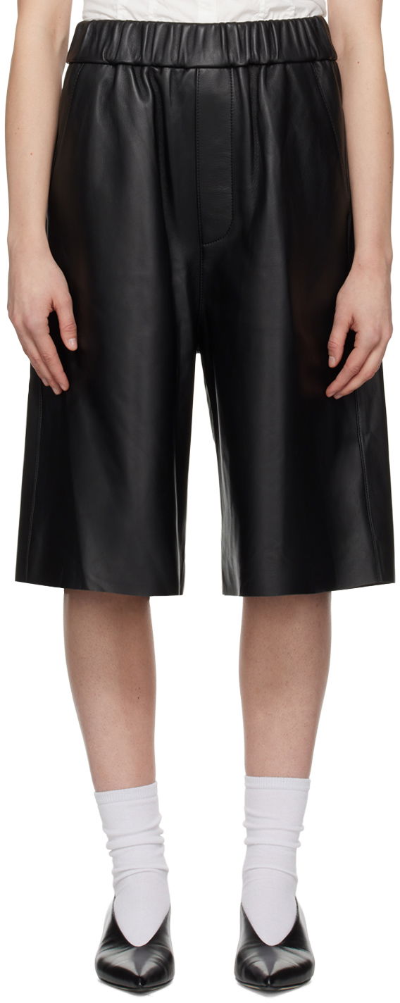 Šortky AMI Paris Bermuda Leather Shorts Čierna | USO324.LH0029, 0
