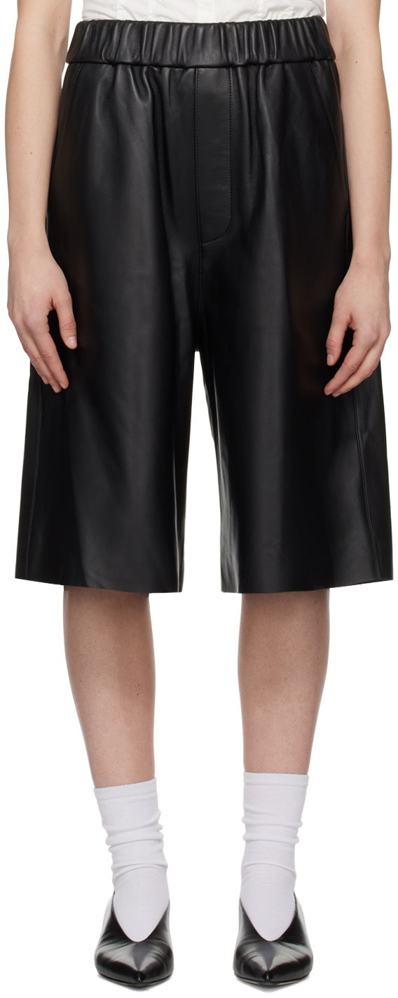 Šortky AMI Paris Bermuda Leather Shorts Čierna | USO324.LH0029