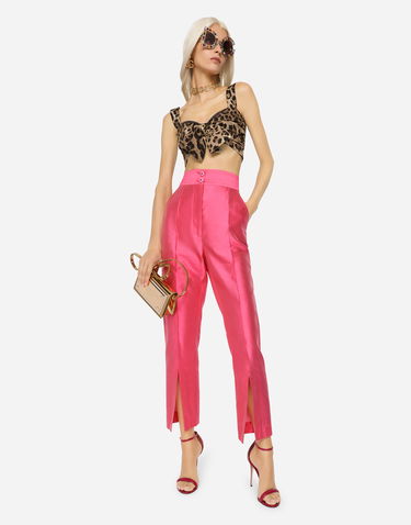 Crop Top Dolce & Gabbana Dolce & Gabbana Bow Detail Leopard Print Poplin Top Hnedá | F74H5THS5E3HY13M, 2