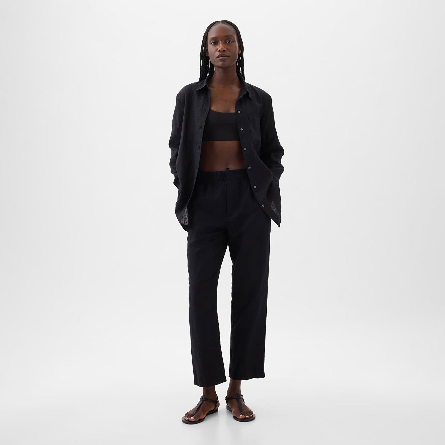 Košeľa GAP Linen Boyfriend Shirt Black Čierna | 875983-08, 0