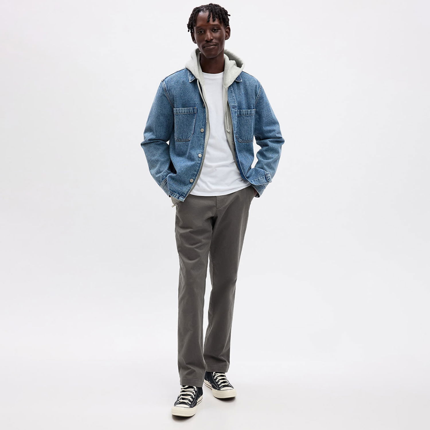Nohavice GAP Chino Straight Fit Pants Soft Black Šedá | 472757-07, 0