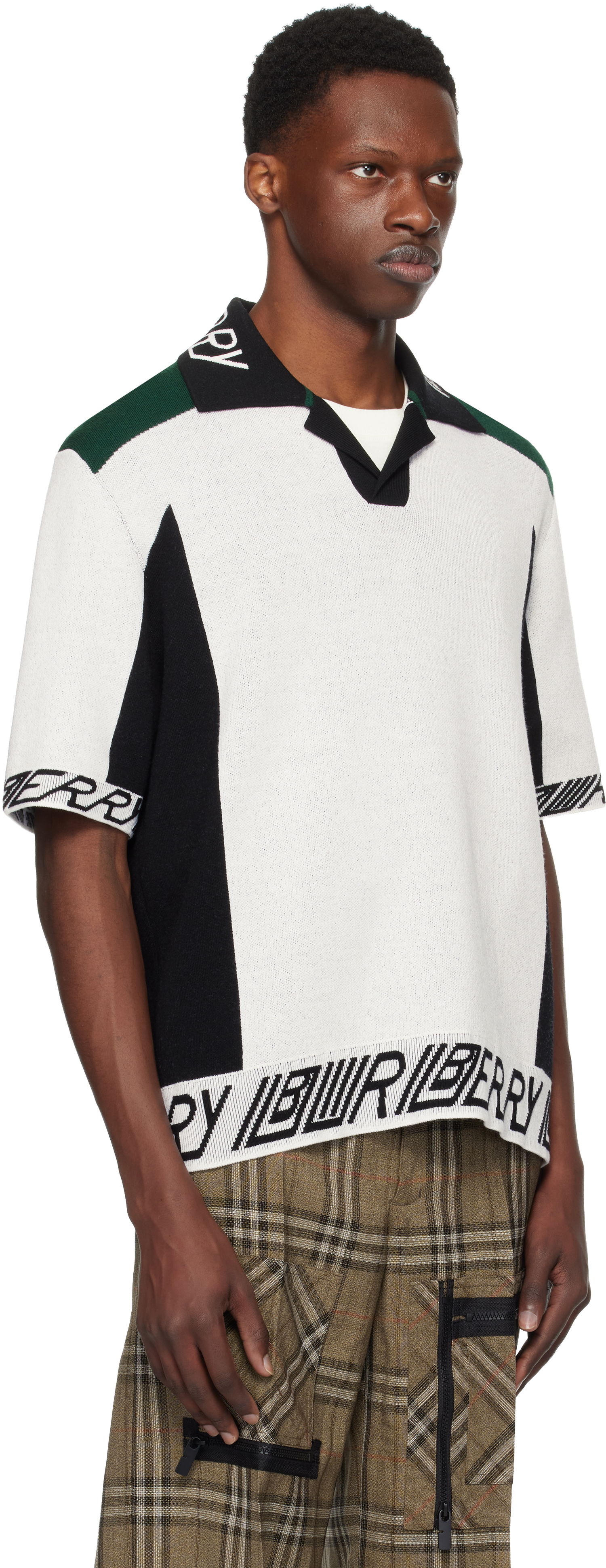 Sveter Burberry Burberry Logo Trim Wool Polo Biela | 8110074, 1