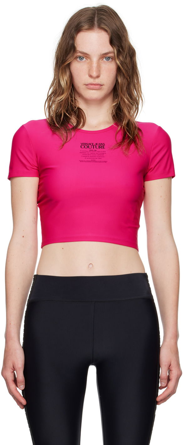 Tričko Versace Jeans Couture Pink Printed Logo T-Shirt Ružová | E77HAH602_EJ0148, 0