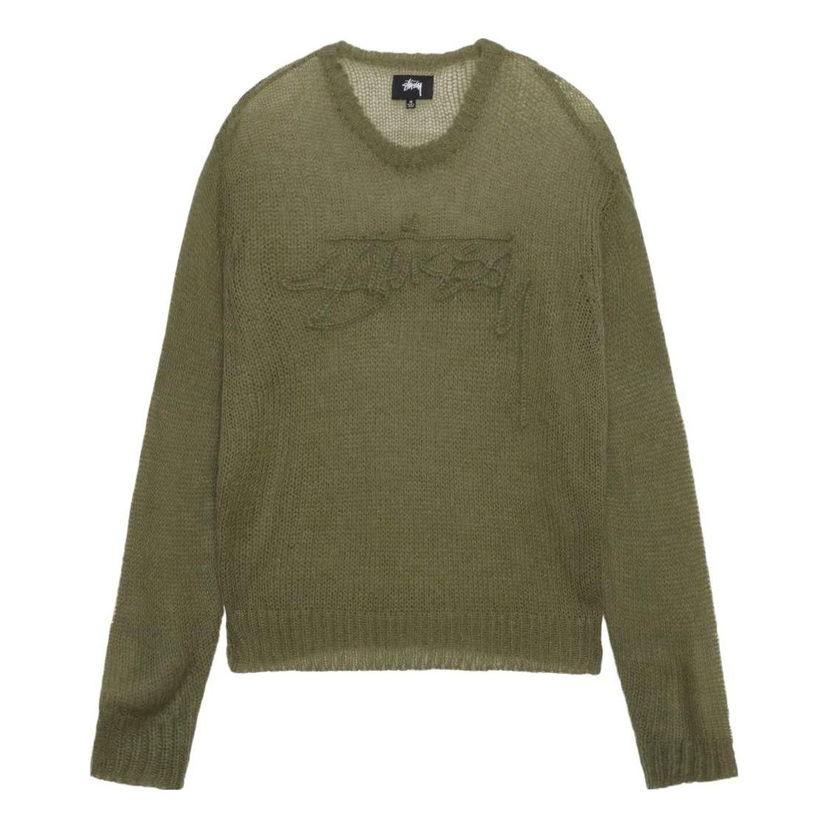 Sveter Stüssy Loose Knit Logo Sweater Zelené | 117180-CYPERESS