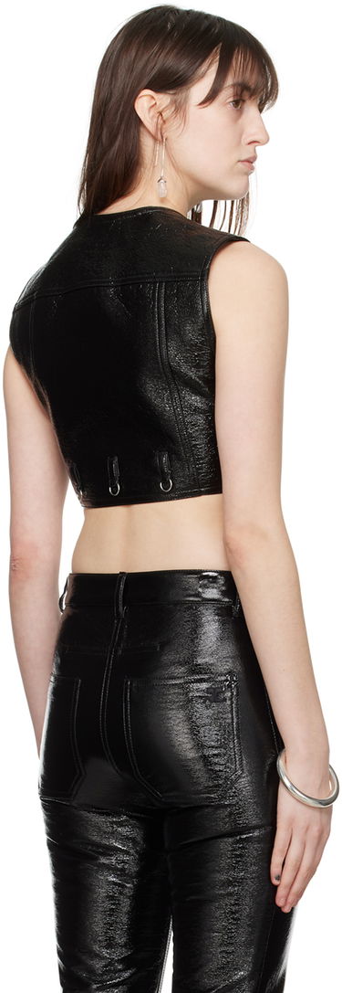 Vesta Courrèges Courrèges Cropped Faux Leather Vest Čierna | 124CBL153VY0014, 2
