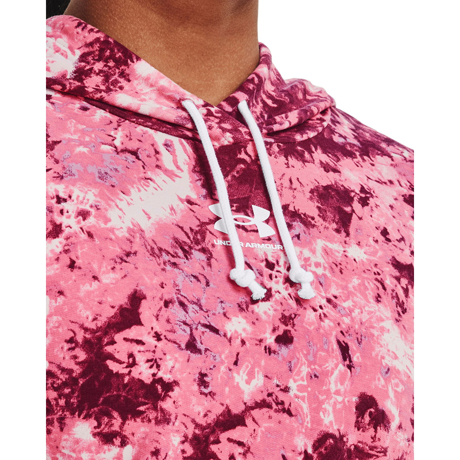 Rival Terry Print Hoodie Pace Pink