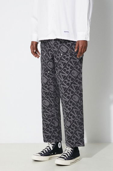 Cargo nohavice BAPE A Bathing Ape Metal One Point Double Knee Denim Work Pants Čierna | 1J80150052, 3