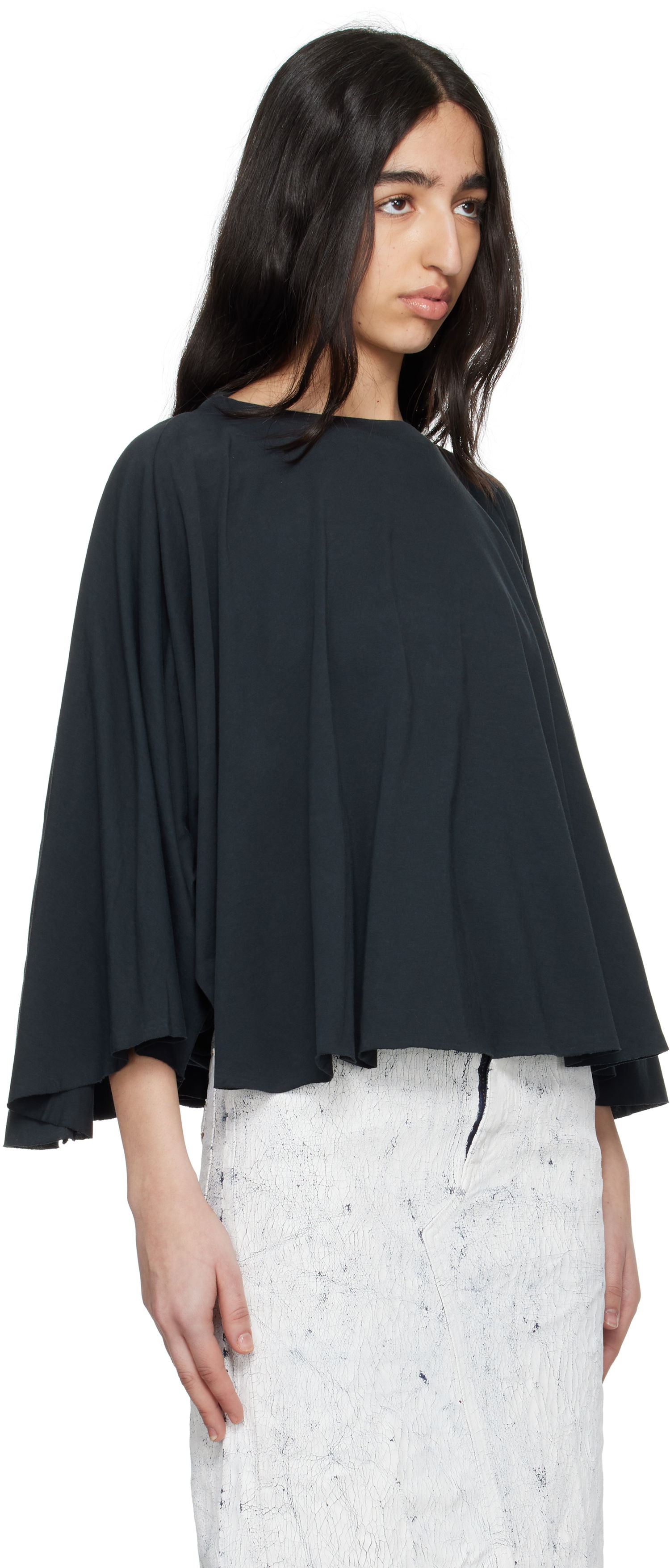 Sveter Maison Margiela MM6 Maison Margiela Jersey Batwing Top Čierna | S62NH0038 M20115, 1