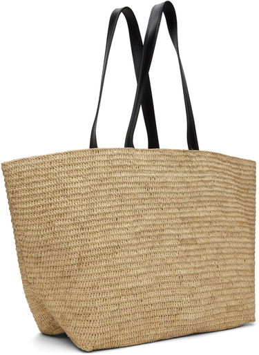 Tote bag AMI AMI Paris Rafia Tote Bag with Leather Handles Béžová | ULL033.AW0077, 2