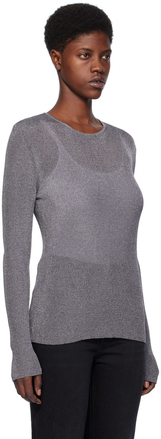 Sveter TOTEME Crewneck Metallic Sweater Šedá | 241-WRT1061-YA0027, 1