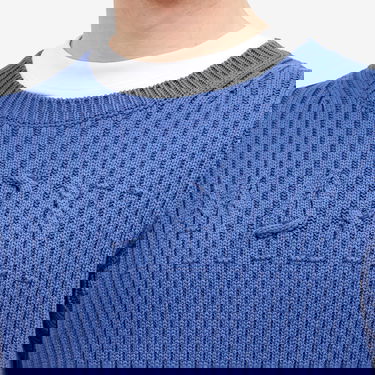Sveter Marni Marni Men's Ribbed Crew Knit Sweater with Logo, Size 48 Modrá | GCMG0430A0-UFC950-00B53, 5