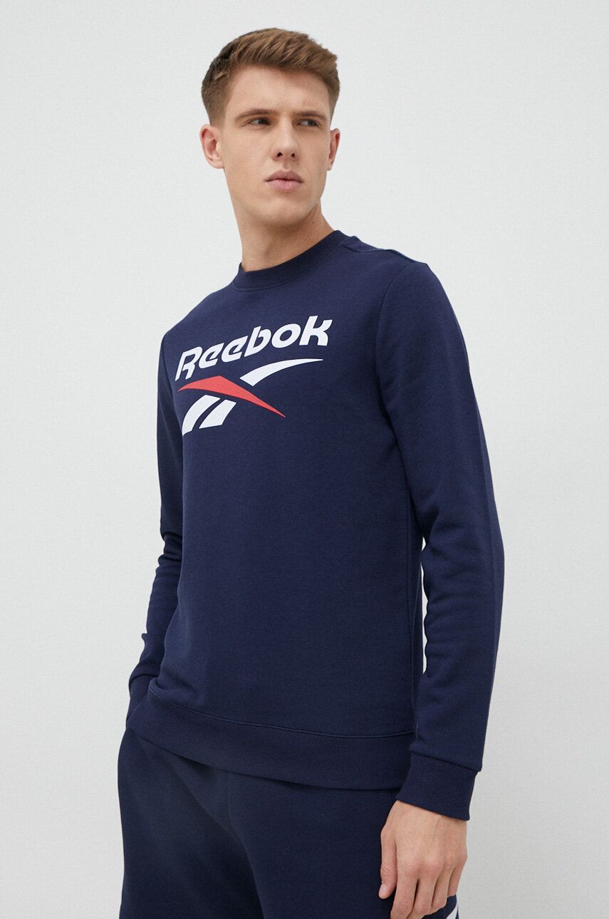 Mikina Reebok Identity Fleece Stacked Logo Crew Sweatshirt Navy | H54795, 0