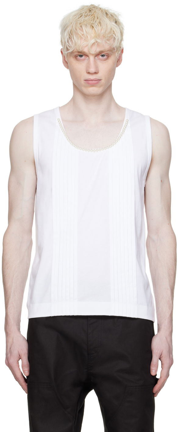 Tielko Simone Rocha Simone Rocha Pleated Tank Top Biela | 5234B 0553, 0