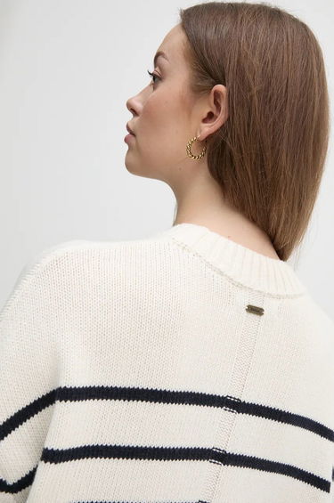 Sveter Barbour Striped Wool Blend Sweater Biela | LKN1580, 3