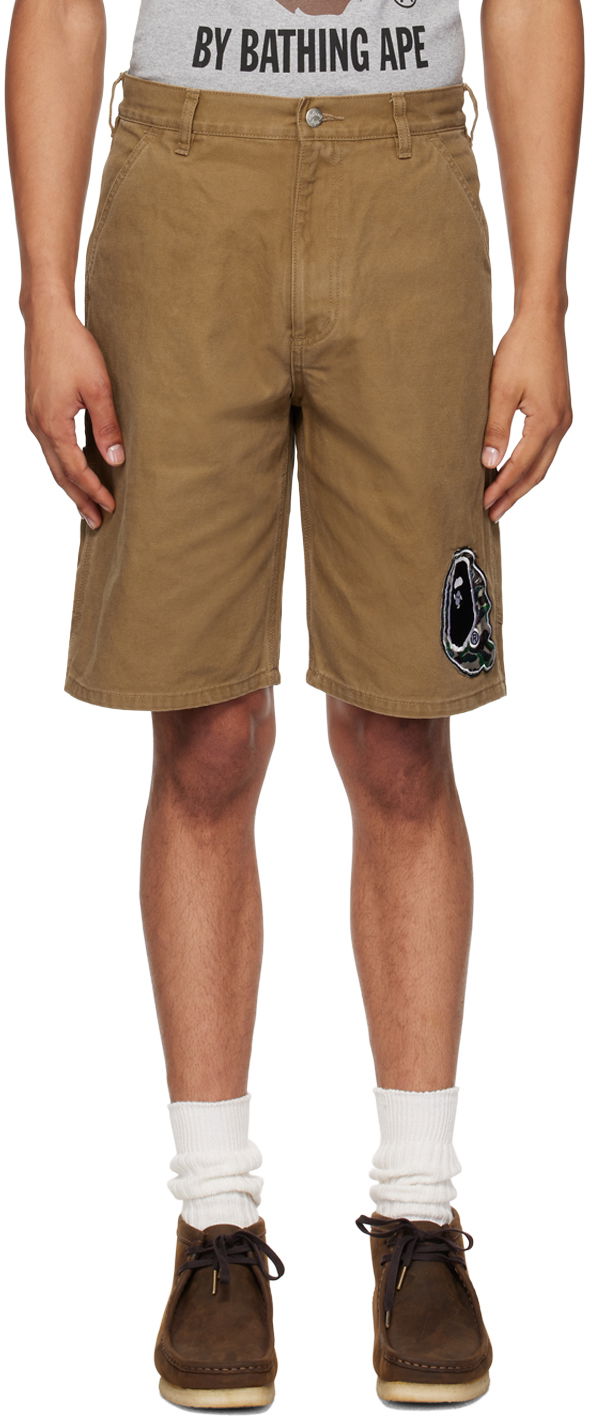 BAPE Beige Washed Duck Painter Shorts