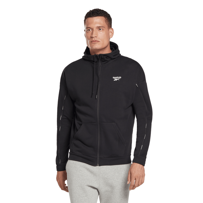 Mikina Reebok Full-Zip Hoodie with Piping Čierna | HA1072