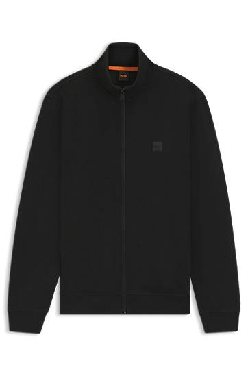 Sveter BOSS Cotton Terry Zip-Up Jacket with Logo Badge Čierna | 50511709, 0