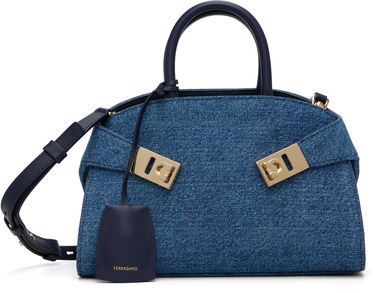 Kabelka FERRAGAMO Ferragamo XS Hug Denim Top Handle Bag Modrá | 783820, 0