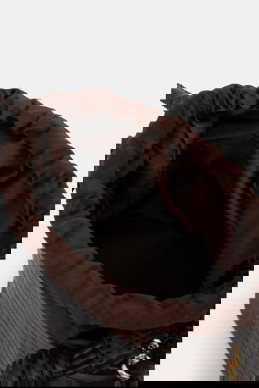 Kabelka GANNI Bou Braided Handle Crocodile-Embossed Drawstring Bucket Bag Hnedá | A6697, 4