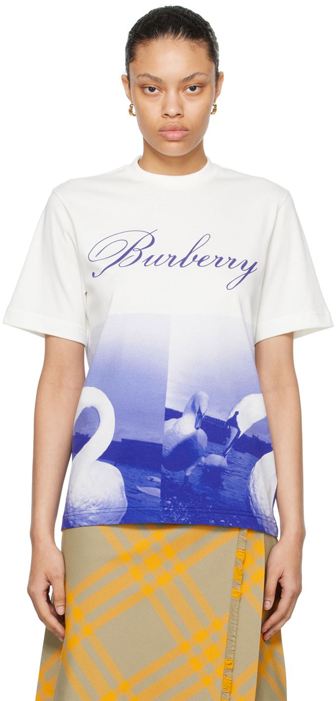 Tričko Burberry Swan T-Shirt Modrá | 8077611, 0