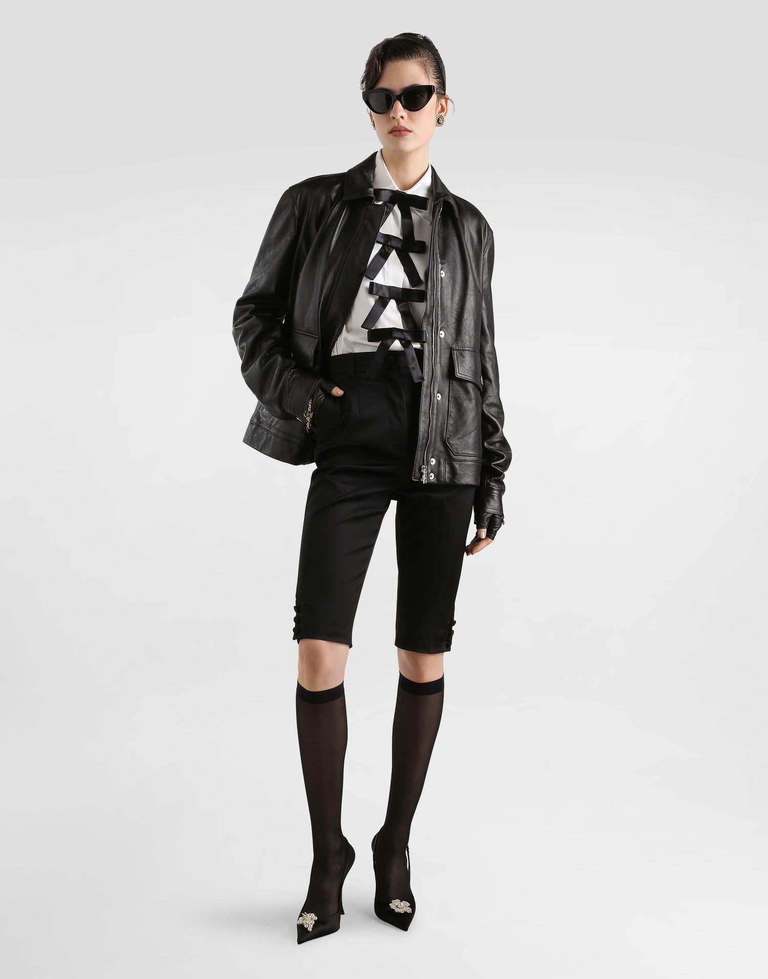 Košeľa Dolce & Gabbana Ribbon Bow Embellished Silk Shirt Biela | F5S82TFU1AUW0800, 1