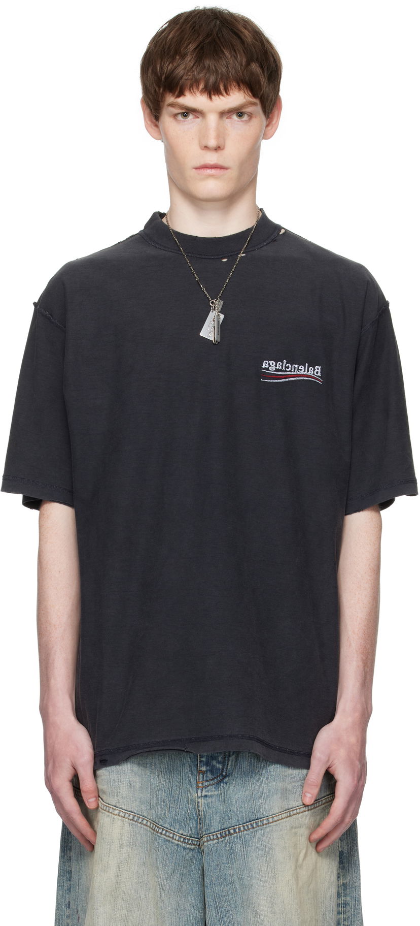 Tričko Balenciaga Balenciaga Political Campaign Inside-Out T-Shirt Čierna | 830247TSVF39668