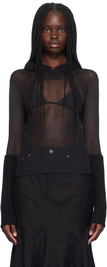 Sveter Miaou Miaou Mari Sheer Mesh Hoodie Čierna | 8105PM2BLK, 0