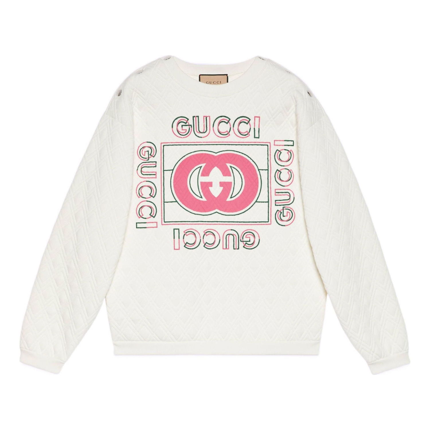 Mikina Gucci Vintage Logo Quilted Sweatshirt Biela | 717400-XJEV9-9095, 0
