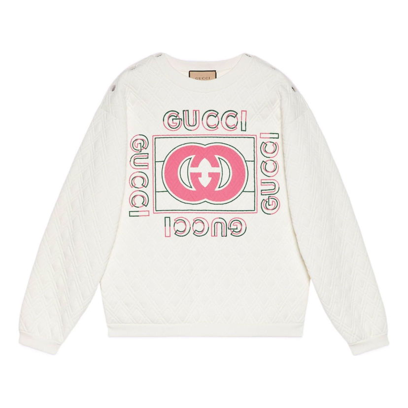 Mikina Gucci Vintage Logo Quilted Sweatshirt Biela | 717400-XJEV9-9095