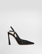 Dolce & Gabbana Leopard-Design Lace Slingbacks with Rhinestones