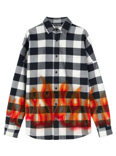 Košeľa Palm Angels Burning Logo Overshirt Čierna | PMGA024F22FAB0021025