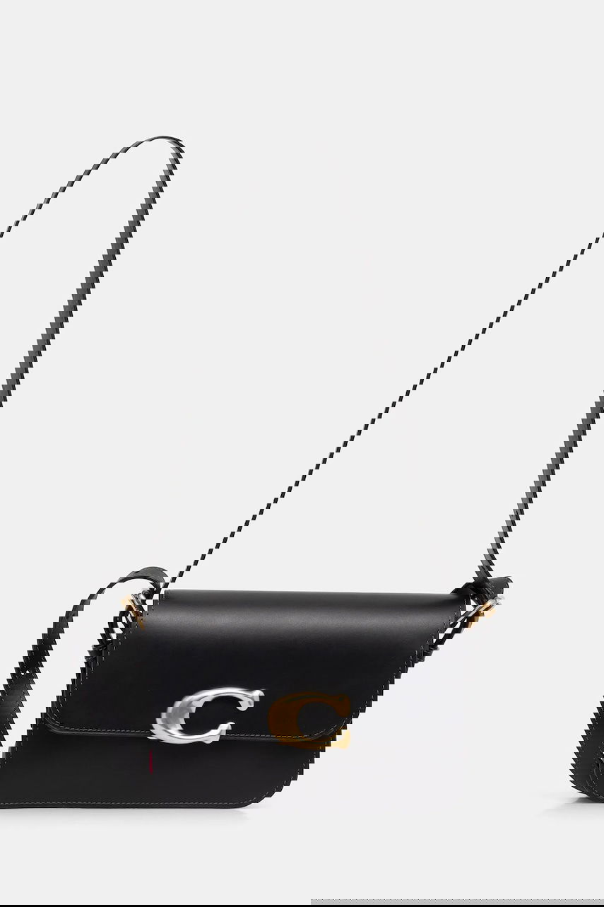 Taška cez rameno Coach Leather Flap Shoulder Bag with C-Lock Čierna | CAM17, 0