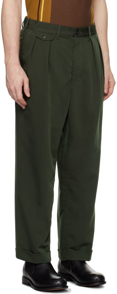 Nohavice BEAMS BEAMS PLUS 2 Pleats Trousers Zelené | 3823-0094-791, 1